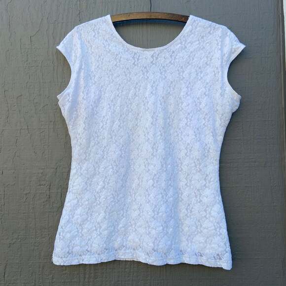 Vintage Jody California White Sleeveless Lace Top - Picture 6 of 6
